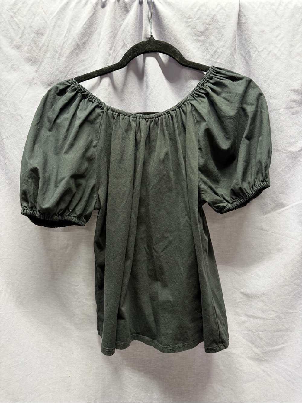 Off-Shoulder Puff Sleeve Tunic in Black
